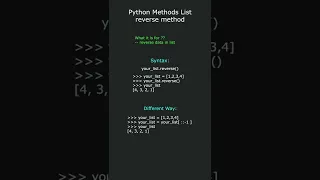 How reverse list with python reverse Method - List Methods Python