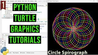 Circle Spirograph with Python Turtle PYTHON TURTLE GRAPHICS TUTORIAL Designs in turtle library