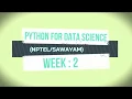 NPTEL Python For Data Science Assignment week 2 solution 2020