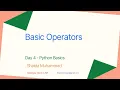 Lecture 4 Basic Operators in Python Python Ramzan Free Online Course in Pashto
