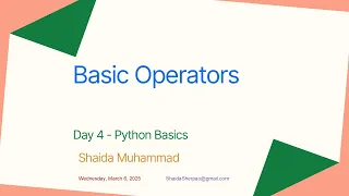 Lecture 4 Basic Operators in Python Python Ramzan Free Online Course in Pashto
