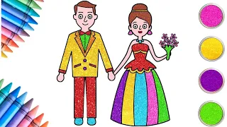 How To Draw Bride And Groom  | Step By Step Drawing For Kids | Chiki Art Hindi