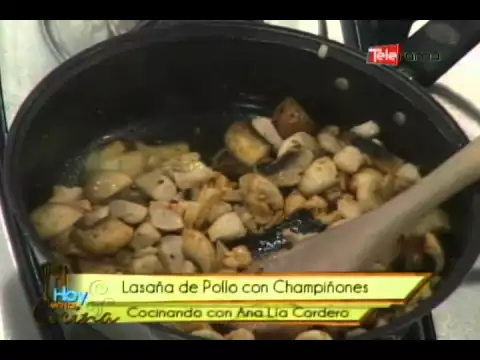 Lasagña de pollo con champiñones