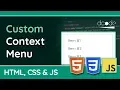 Creating a Custom Context Menu using HTML CSS JavaScript WEB DESIGN