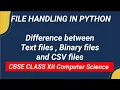 PYTHON CBSE CLASS XII Difference between text files binary files and CSV files