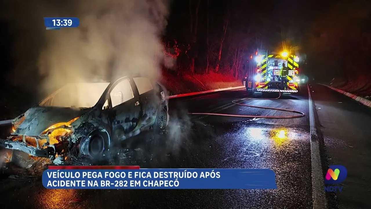 Colisão seguida de incêndio na BR-282 em Chapecó deixa criança ferida e interdita rodovia — image 2