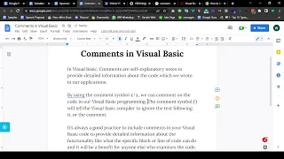 Comments in Visual Basic