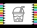Boba Milk Tea coloring Page Milkshake coloring page Easy Pages For Kids