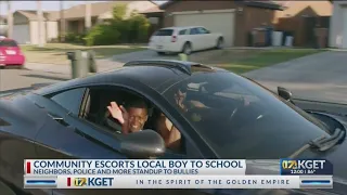 Neighbors police and community stand up to bullies by escorting Bakersfield boy to school