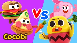 Hambúrguer vs Brócolis! 🍔🥦 Qual é melhor para o seu estômago? 💪 | Canções Infantis | Cocobi