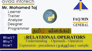 Relational operators in Python Tamil explanation