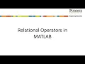 Relational Operations in MATLAB
