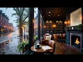 Download Lagu Early Morning Rain ☕ Cozy City Coffee Shop Ambience | Rain \u0026 Fire Sounds For Sleep, Focus, \u0026 Reading
