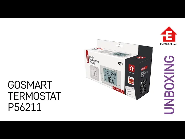 Термостат БЕЗжичен за отопление и охлаждане 5…35 °C с LCD дисплей 16A Wi-Fi GoSmart EMOS - разглеждане на продукта.