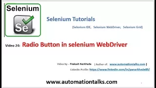 Selenium 24 - How to Select Radio Button in selenium WebDriver