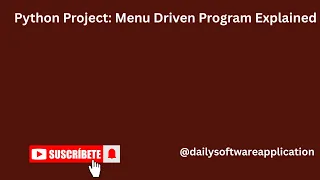 Python Project Menu Driven Program Explained