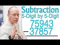 5 Digit Subtraction with Borrowing and Regrouping - 3 Problems