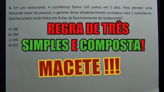 REGRA DE TRÊS SIMPLES E COMPOSTA - QUESTÕES CONCURSO