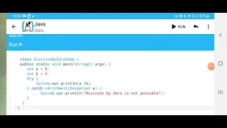 Write a program to demonstrate a division by zero exception