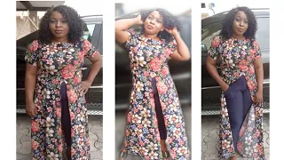how to cut kimono maxi gown with front slit
