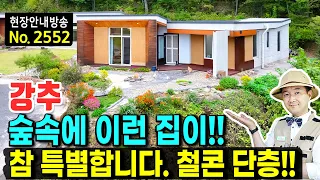 (강추) 이런 전원주택은 흔치 않습니다!! 특별한 설계와 자재, 숲속 전망까지 갖춘 철근콘크리트 단층 전원주택 매매 - 발품부동산TV