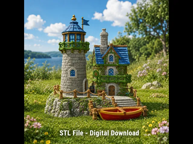 Coastal Lighthouse Cottage STL File for 3D Print video thumbnail