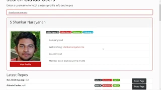 GitHub Finder Built using JavaScript