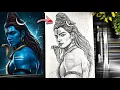 Lord Shiva Drawing Step By Step Mahadev Drawing Sawan Special Bholenath Drawing Outline Tutorial