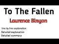 To The Fallen poem explanation To the fallen by Laurence Binyon