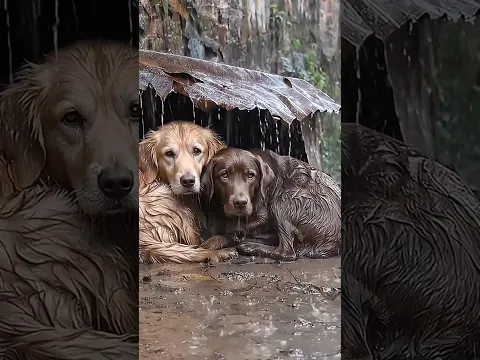 Two stray dogs, one leaking scrap of metal, endless rain… I couldn't walk away. 🌧️🐕❤️