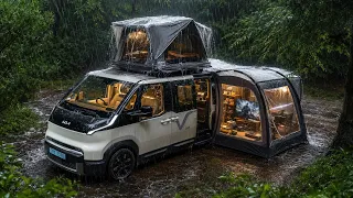 ⭐ $6,700 LUXURY KIA PV5 CAMPER VAN IN HEAVY RAIN 🌧️