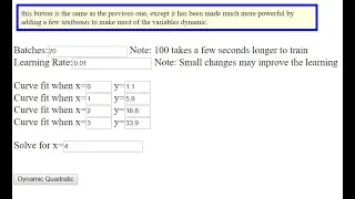 Solving a Quadratic using Machine Learning using Tensorflowjs and Javascript