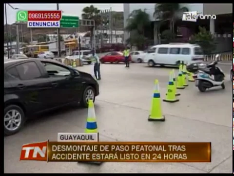 Desmontaje del paso peatonal tras accidente estará listo en 24 horas