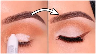 Easy Soft Matte Glam Eyeshadow Look | Brown Crease, White Lid & Brown Liner