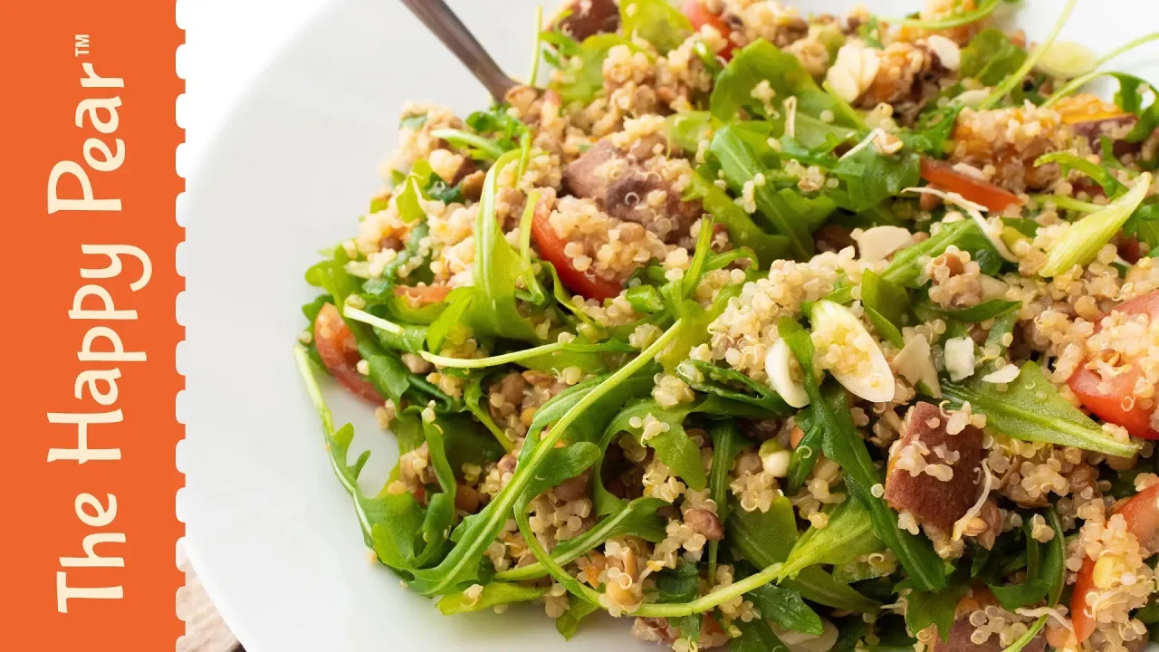 HIGH PROTEIN SALAD AND DRESSING   THE HAPPY PEAR