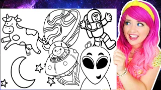 Coloring Outer Space Coloring Pages Aliens Planet Astronaut Moon Markers Crayons
