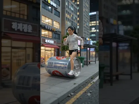 A woman running through the city