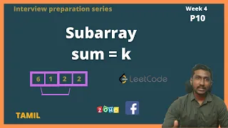 Subarray with sum k Prefix Sum Tricky question LeetCode 560 - Tamil