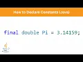 How to Declare Constants in Java Java