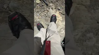 Crossing a snow field while hiking, the JMT gets a little stressful sometimes #backpacking #hiking