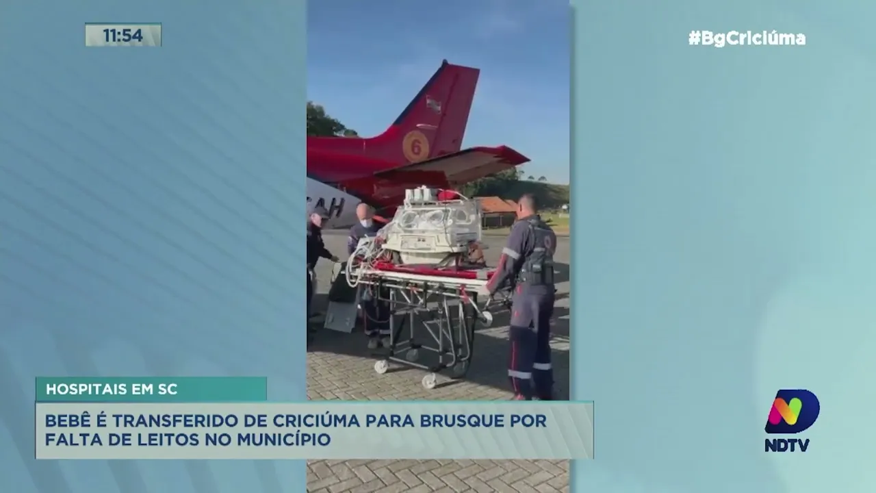 Bebê de nove dias é transferida de Criciúma para Brusque