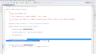 JAVA WHY CANT WE USE THIS KEYWORD IN A STATIC METHOD DEMO