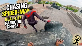 Parkour Chasing spiderman in real life (parkour pov)