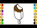 Coloring Page with 3D Ice Cream on Stick - Colouring Book for Kids