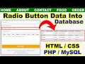 How to send and store Radio button data into PhpMyAdmin MySQL Database PHP Tutorial cyber Warriors