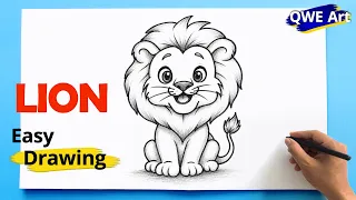 How to Draw a Lion Easy Step by Step 🦁 | Cute Lion Drawing easy for Beginners