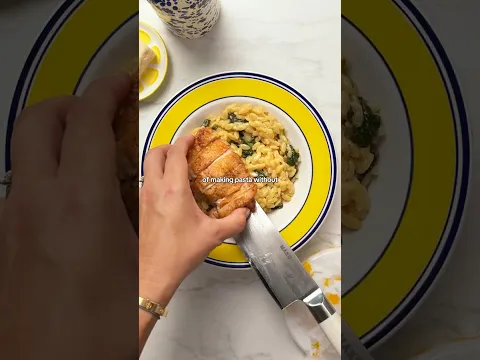 Creamy Miso Lemon Chicken Orzo 🍋 #mariongrasby #recipe