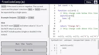 Counting Cards - freeCodeCamp 82 Basic JavaScript