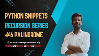 Python Recursive Palindrome Programming Tutorial Coding Snippets Tech Tips for Beginners 2024