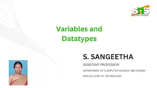 Variables and Datatypes Java Programming SNS Institutions